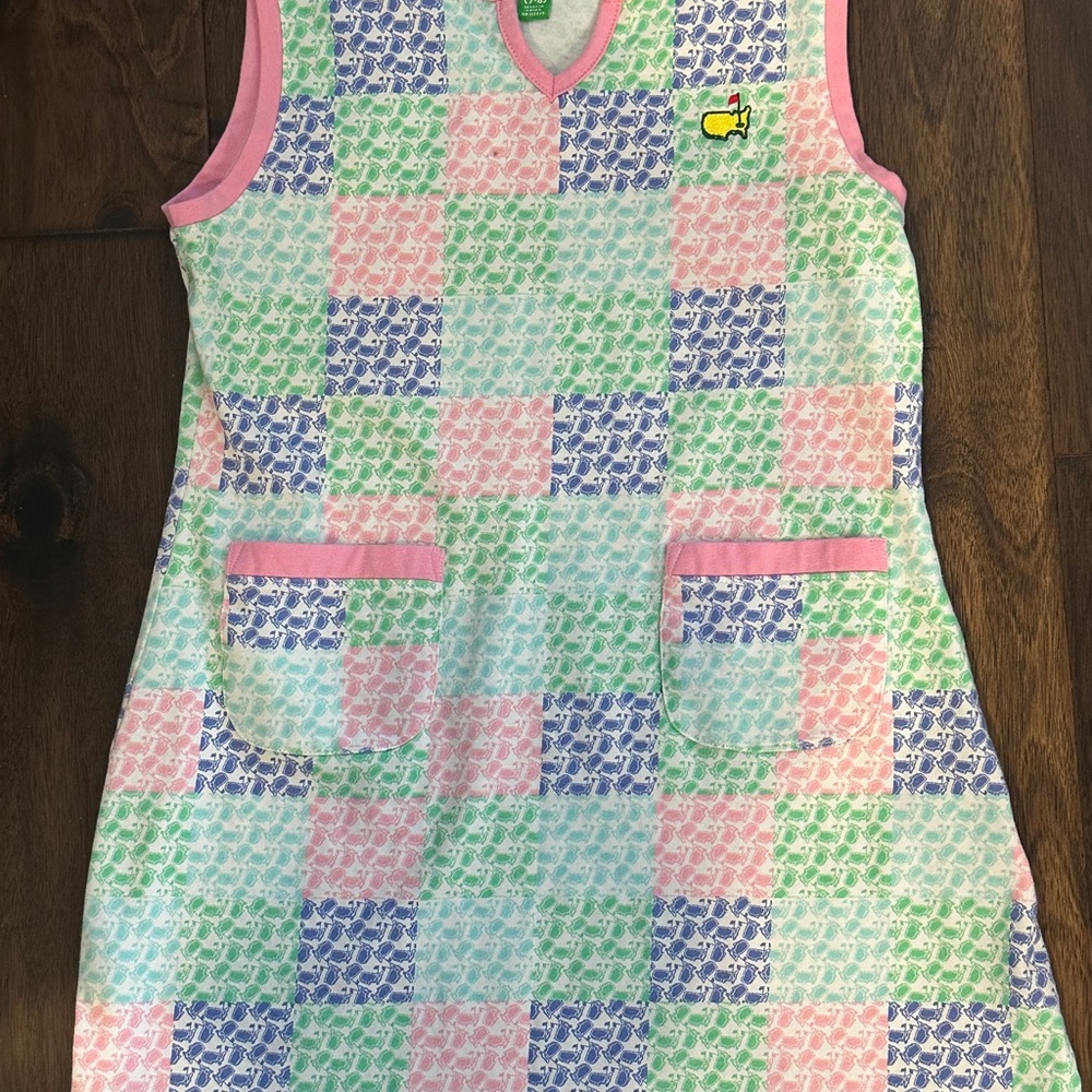 Girls Masters Kids Dress Golf Pink Green Blue Allover Logos Small (7-8) PGA